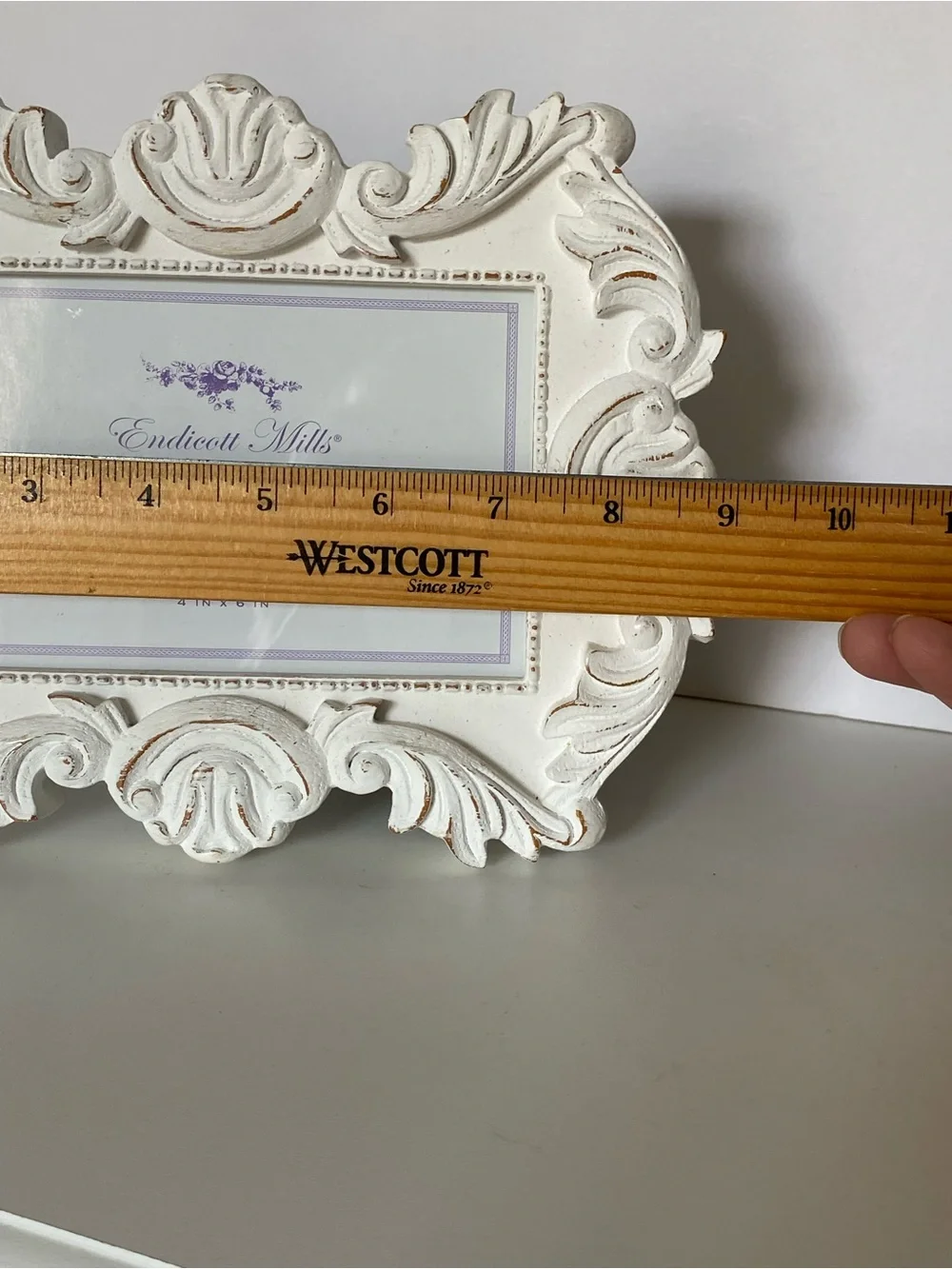 Baroque Style Picture Frame For 4 X 6” White Wood Photo Free-stand Shabby Chic l